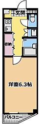 パークサイド芝原 1Kの間取図画像