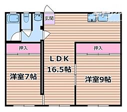 由上ビル 2LDKの間取図画像