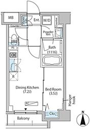 中野新橋レジデンス 1DKの間取図画像