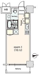 カスタリア芝公園 5階ワンルームの間取り