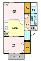 サンクレア 2DKの間取図画像