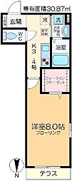 メゾングレース2 1Kの間取図画像