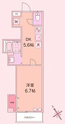 コーポラス鹿濱 1DKの間取図画像