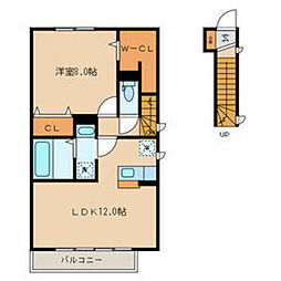 クレールカーサ聖蹟 1LDKの間取図画像