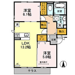 東山ヒルズ2 2LDKの間取図画像