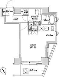 カーサスプレンディッド小石川 ワンルームの間取図画像