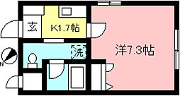 ハープレジデンス 1Kの間取図画像