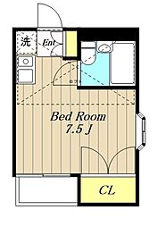 アップルハウスエビナ ワンルームの間取図画像