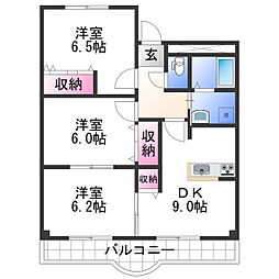 水原マンション2番館 3DKの間取図画像