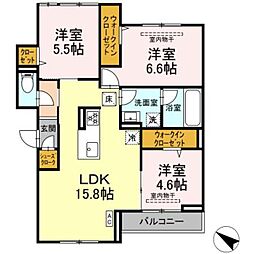 サン・クレール 3LDKの間取図画像