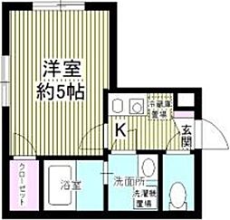 パルゼ北千住 1Kの間取図画像