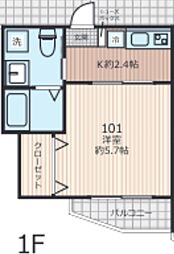 EVERA大倉山 1Kの間取図画像