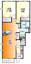 横浜市瀬谷区橋戸2丁目アパート 2LDKの間取図画像