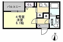 BayRoomvida 1Kの間取図画像