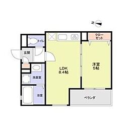 CASA CALMA上野口 1LDKの間取図画像
