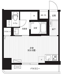 Reno新宿若松町 ワンルームの間取図画像
