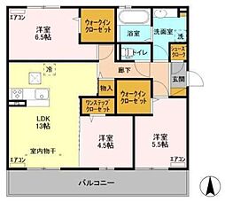 ヴェルデB 3LDKの間取図画像