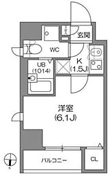 アジールコート中野坂上 1Kの間取図画像