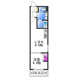 近鉄大阪線 弥刀駅 徒歩5分の賃貸アパート 1階1LDKの間取り