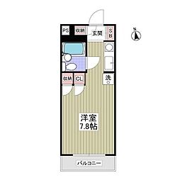 リュミエ堀之内 ワンルームの間取図画像