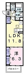 ボワ リュネール 1LDKの間取図画像