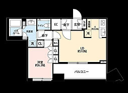 勝どきザ・タワー 1LDKの間取図画像
