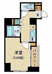 都営浅草線 宝町駅 徒歩3分の賃貸マンション 3階1Kの間取り
