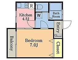 エクセルコーポ 1階1DKの間取り