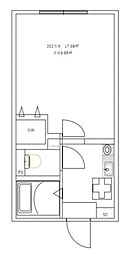 楽信マンション 1Kの間取図画像