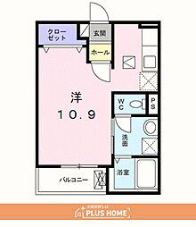 プルメリア ワンルームの間取図画像