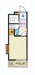 煉瓦館25 1Kの間取図画像