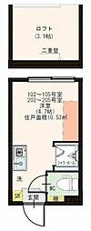 ハーモニーテラス下井草 ワンルームの間取図画像