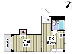 イイダコーポ 1DKの間取図画像