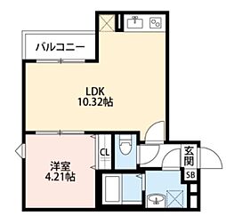 CRASTINE土呂 1LDKの間取図画像