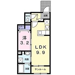 メゾンアンディス 1LDKの間取図画像