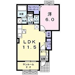 サニーフラットB 1LDKの間取図画像