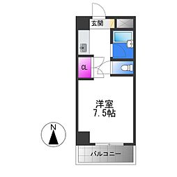 エクセルシオール長田 ワンルームの間取図画像