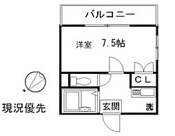 藤重参番館 1Kの間取図画像