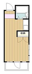 カメヤハイツ ワンルームの間取図画像