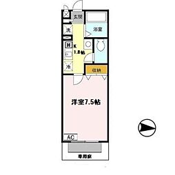 パセオきわ 1Kの間取図画像