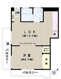 パールハイツ田上 1LDKの間取図画像