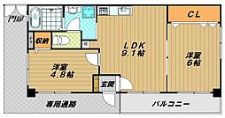 ハイツグリーンピア 2LDKの間取図画像