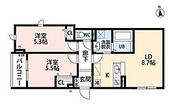STELLA VITA石津 2LDKの間取図画像