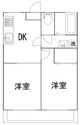 WADAビル10 2DKの間取図画像