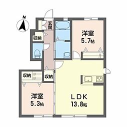 シャーメゾンブランC 2LDKの間取図画像