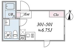 URBANCUBEKIBA ワンルームの間取図画像