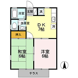 グリーンハイツC 2DKの間取図画像