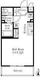 小竹レジデンス 3階ワンルームの間取り