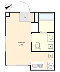 brightanna ワンルームの間取図画像
