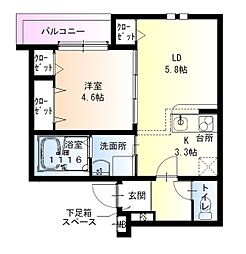 フジパレス塚本駅東 1LDKの間取図画像